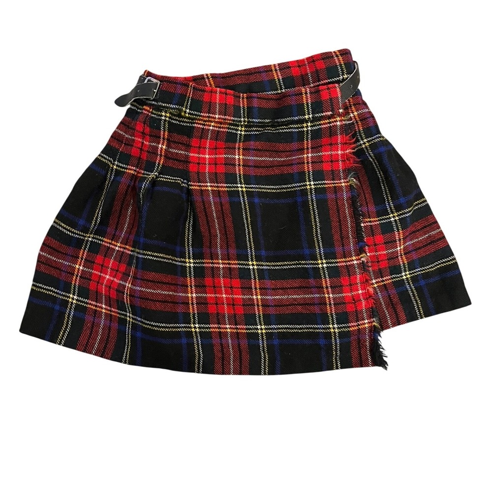 Vintage Highland‎ Home Industries Little Girls Tartan Plaid 100% Wool Wrap Skirt